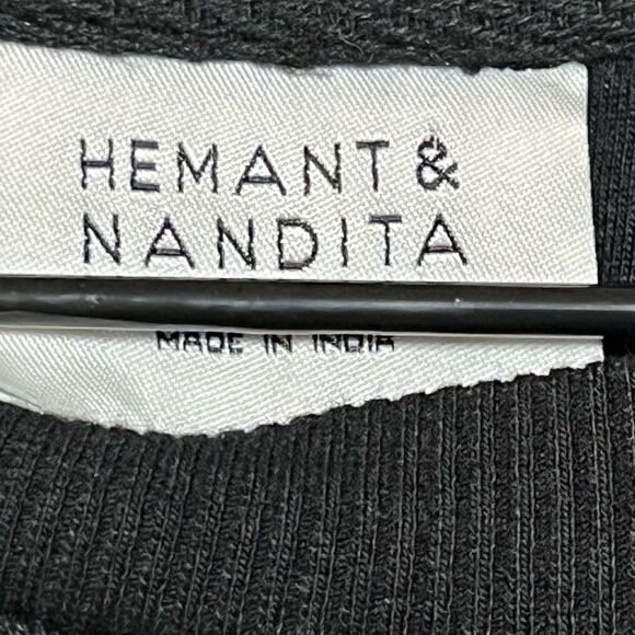 Anthropologie Hemant & Nandita Black Rhinestone Embellished Sweatshirt Sz XS - Picture 5 of 6